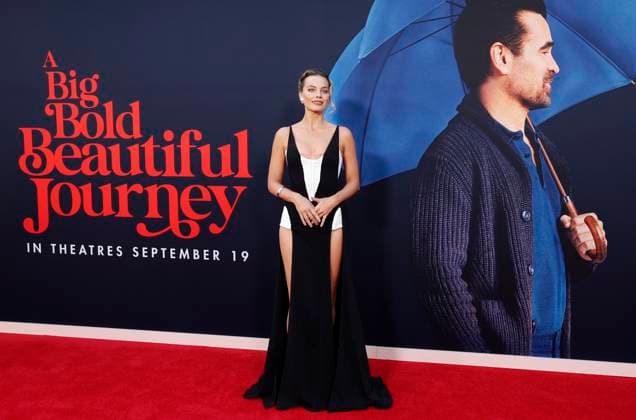 Margot Robbie arrives on the red carpet at the A Big Bold Beautiful Journey New York Premiere at AMC Lincoln Square Theater on Monday, September 15, 2025 in New York City  NYP20250915114 JOHNxANGELILLO