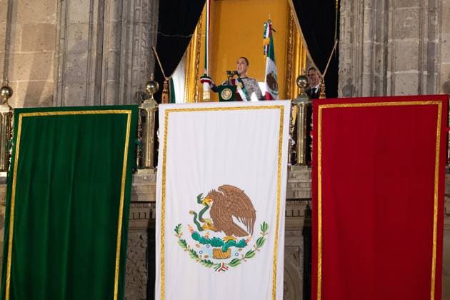 September 15, 2025, Mexico City, Mexico: Claudia Sheinbaum Pardo became the first woman president in Mexico to lead the Ã¢â‚¬oeEl GritoÃ¢â‚¬Â (Cry of Independence) celebration. The historical moment took place at the main square in the capital of the country in front of thousands of people. The mandatory was accompanied by her husband, the physicist Jesus Maria Tarriba. Mexico City Mexico - ZUMAl178 20250915_znp_l178_004 Copyright: xCristianxLeyvax
