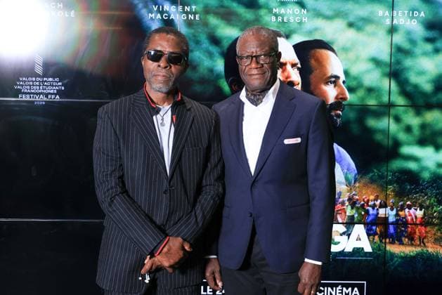 Muganga Premiere - Paris Isaach de Bankolé and 2018 Nobel Peace Prize winner, Dr. Denis Mukwege attend the photocall for the premiere of Muganga held at the UGC Les Halles in Paris, France on September 16, 2025. Photo by David Boyer ABACAPRESS.COM Paris France  Copyright: xBoyerxDavid ABACAx