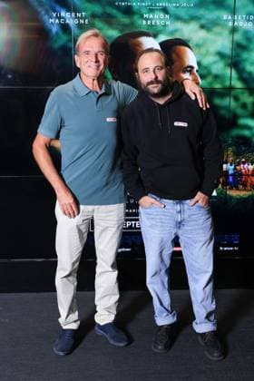 Muganga Premiere - Paris Guy Cadière and Vincent Macaigne attend the photocall for the premiere of Muganga held at the UGC Les Halles in Paris, France on September 16, 2025. Photo by David Boyer ABACAPRESS.COM Paris France  Copyright: xBoyerxDavid ABACAx