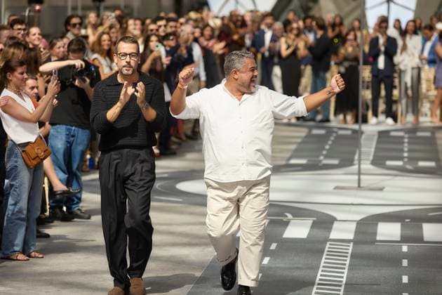Pedro del Hierros fashion show at MBFW Madrid Designers Álex Miralles i and Nacho Aguayo d during Pedro del Hierros fashion show at the 82nd edition of Mercedes Benz Fashion Week Madrid, at the Palacio de Cibeles, on September 17, 2025, in Madrid Spain This years edition will be held from September 17 to 21 and commemorates the 40th anniversary of the fashion show Pedro del Hierro is a Spanish fashion brand for women and men, which adapts to the lifestyle and needs of society 17 SEPTEMBER 2025 Jesús Hellí Madrid Madrid Madrid Spain  Copyright: xJesusxHellinx 6961211