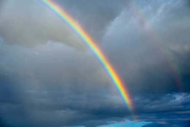 Doppelter Regenbogen in PÃ¶nitz am See, Schleswig-Holstein, Deutschland