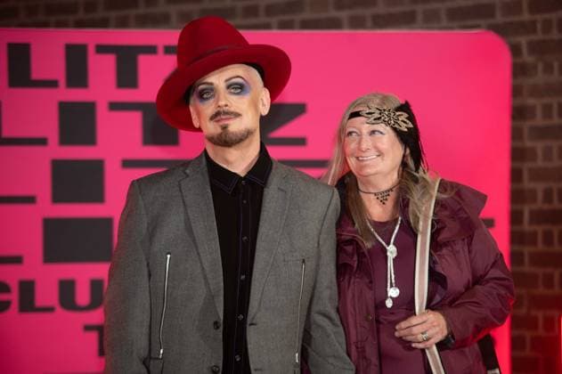 Boy George and a guest arrive at the Design Museum for the opening of the Blitz Club exhibition.  Copyright: xCRISTINAxMASSEIx xipa-agency.netx xx IPA_Agency_IPA65064196