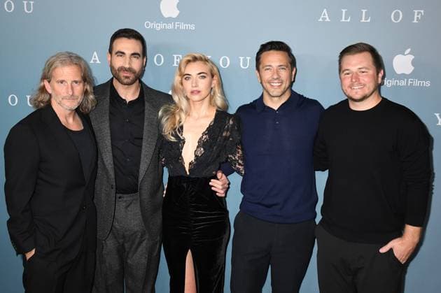 NEW YORK, NY - SEPTEMBER 17: Aaron Ryder, Brett Goldstein, Imogen Poots, William Bridges and Andrew Swett at the Apple TV+ premiere screening of All Of You on September 17, 2025 at The Whitby in New York City streaming globally on Apple TV+ on Friday, September 26, Copyright: xMediaPunchx