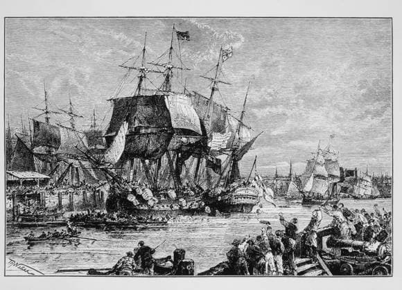 Boston Tea Party, US history, protest, historical, July 1, 2014 - Boston Tea Party, 1773, Illustration Copyright: xJTxVintagex