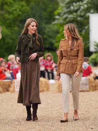 . 18 09 2025. Windsor, United Kingdom. First Lady Melania Trump and Kate Middleton, the Princess of Wales, meet members of the Scouts Squirrels programme in Frogmore Gardens in Windsor on day two of the State Visit to the United Kingdom.  xPoolx xi-Imagesx IIM-26240-0132