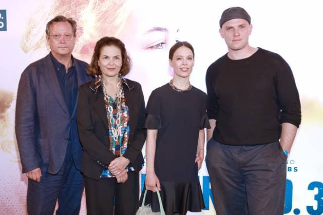 18.09.2025 , Matthias Brandt, Barbara Auer, Paula Beer und Enno Trebs zur Premiere von Miroirs No.3, Filmtheater am Friedrichshain, Berlin, Berlin