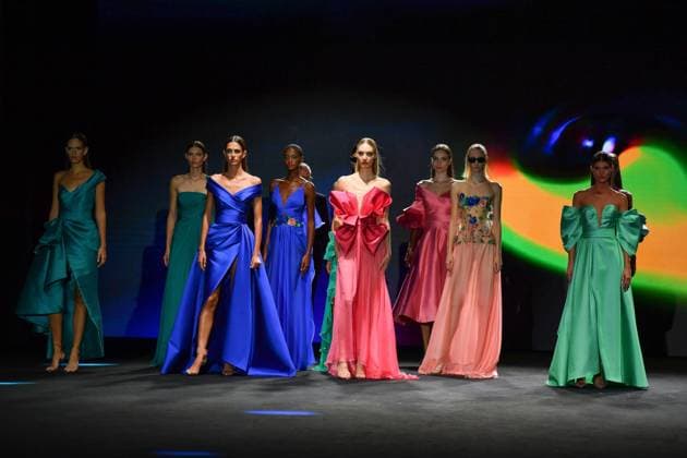 September 19, 2025, Madrid, Spain: Models walk the runway wearing a design by Hannibal Laguna during Mercedes-Benz Fashion Week de Madrid in IFERMA, 19 septiembre 2025 Spain Madrid Spain - ZUMAs197 20250919_aaa_s197_074 Copyright: xAtilanoxGarciax