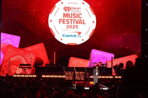Host Ryan Seacrest on stage during the iHeartRadio Music Festival Concerts at T-Mobile Arena in Las Vegas, Nevada on Friday, September 19, 2025.  LAV2025091902 JAMESxATOA