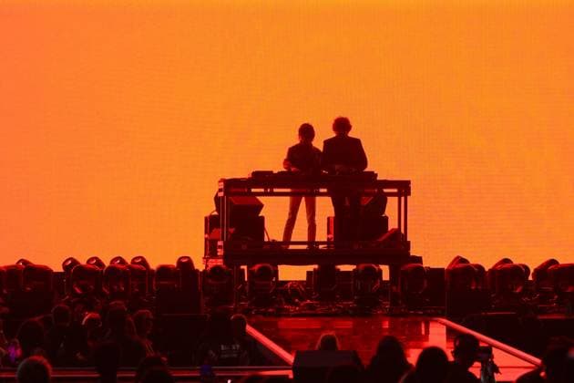 Justice performs on stage during the iHeartRadio Music Festival Concerts at T-Mobile Arena in Las Vegas, Nevada on Friday, September 19, 2025.  LAV2025091909 JAMESxATOA