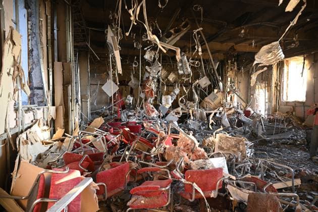 Bilder des Jahres 2025, News September 09 Russia Ukraine Drone Attack 9010646 22.09.2025 A view shows the assembly hall in a school building damaged in a reported Ukrainian drone attack in the course of Russia s military operation in Ukraine, near the resort town of Foros, Republic of Crimea, Russia. At least three people were killed and 16 injured as a result of the military strike on Crimea s southern coast, the republic s head Sergey Aksyonov said on Telegram. Konstantin Mihalchevskiy Sputnik Foros Republic of Crimea Russia  Copyright: xKonstantinxMihalchevskiyx