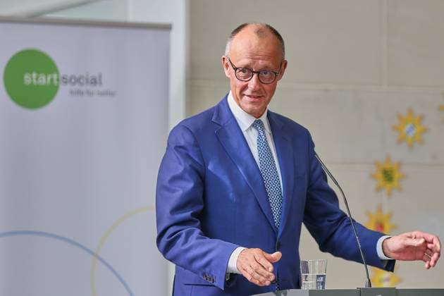Berlin, Deutschland, 22.09.2025: Bundeskanzleramt: Preisverleihung startsocial 2025 : Bundeskanzler Friedrich Merz (CDU) hält eine Rede Copyright: xdtsxNachrichtenagenturx dts_83564