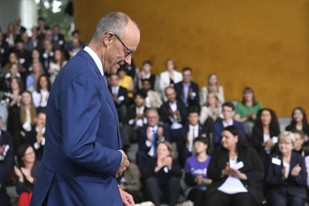 Award ceremony of the Startsocial 2025 in Berlin BERLIN, GERMANY - SEPTEMBER 22: German Chancellor Friedrich Merz attends the award ceremony of the Startsocial 2025 competition at the Chancellery in Berlin, Germany, on September 22, 2025. Halil Sagirkaya Anadolu Berlin Germany. Editorial use only. Please get in touch for any other usage.  Copyright: x2025xAnadoluxHalilxSagirkayax