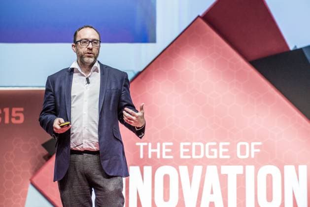 Mobile World Congress 2015 March 3, 2015 - L Hospitalet De Llobregat, Catalonia, Spain - JIMMY WALES, Founder of Wikipedia and the Wikipedia Foundation, speaks at a keynote during the Mobile World Congress 2015 in Barcelona Copyright: xMatthiasxOesterlex