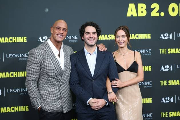 Premiere THE SMASHING MACHINE Zwischen Triumph und Abgrund Dwayne The Rock Johnson Emily Blunt Regisseur und Drehbuchautor Benny Safdie Deutschlandpremiere im Berliner Zoo Palast Kino von THE SMASHING MACHINE Zwischen Triumph und Abgrund
