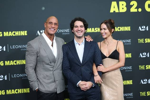 Premiere THE SMASHING MACHINE Zwischen Triumph und Abgrund Dwayne The Rock Johnson Emily Blunt Regisseur und Drehbuchautor Benny Safdie Deutschlandpremiere im Berliner Zoo Palast Kino von THE SMASHING MACHINE Zwischen Triumph und Abgrund