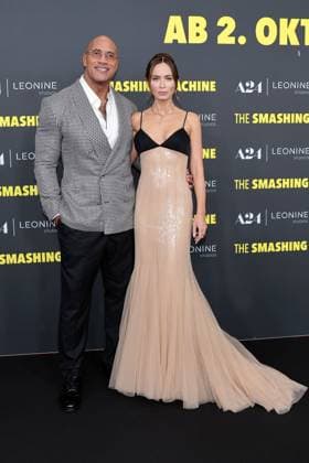 Dwayne Johnson and Emily Blunt attend The Smashing Machine premiere at Zoo Palast on September 22, 2025 in Berlin, Germany. The Smashing Machine Berlin Premiere on on September 22, 2025 in Berlin, Germany.