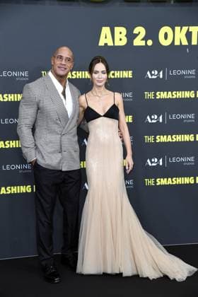 Dwayne Johnson und Emily Blunt bei der Deutschlandpremiere von THE SMASHING MACHINE in Berlin am 22.09.2025