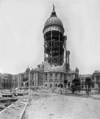 earthquake, ruins, San Francisco, historical, January 20, 2016 - City Hall Tower after Earthquake, San Francisco, California, USA, circa 1906 Copyright: xJTxVintagex