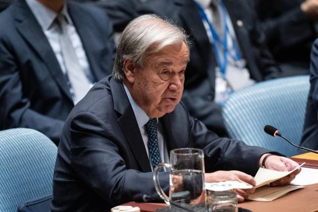 September 23, 2025, Bronx, New York, USA: Secretary-General Antonio Guterres speaks during ministerial meeting The situation in the Middle East, including the Palestinian question at UN Headquarters in New York, NY on September 23, 2025 Bronx USA - ZUMAr339 20250923_znp_r339_005 Copyright: xLevxRadinx