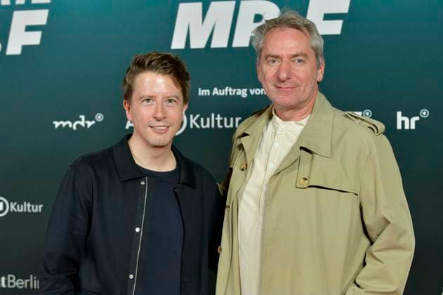 Christopher Zwickler und Till Schmerbeck bei der Premiere des Dokumentarfilms Der talentierte Mr. F. im Kino in derKulturBrauerei. Berlin, 23.09.2025