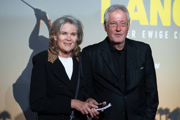 Ulrike NASSE-MEYFARTH, ehem. Leichtathletin, mit Ehemann Roland NASSE, Roter Teppich, Red Carpet Show, Ankunft, arrival, Filmpremiere Filmpremiere BERNHARD LANGER - Der Ewige Champion am 23.09.2025 im Cinedom-Kino in Koeln,