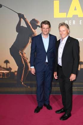 Leopold Hoesch und Bernhard Langer bei der Premiere des Dokumentarfilms Bernhard Langer - Der ewige Champion im Cinedom. Köln, 23.09.2025