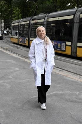 Milan, Jil Sander - Arrival of Guests - Milan Fashion Week - Womenswear Spring Summer 2026. Pictured: Carla Sozzani  Copyright: xSimonexComix xipa-agency.netx xSimonexComix IPA_Agency_IPA65649092
