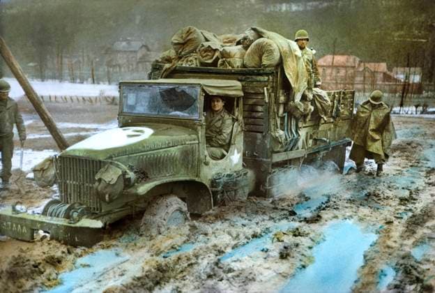 2 1 2 Ton Truck Bogged Down in Mud, Rhineland Campaign, Germany, 1945  Copyright: xABxArchivex jtv011097