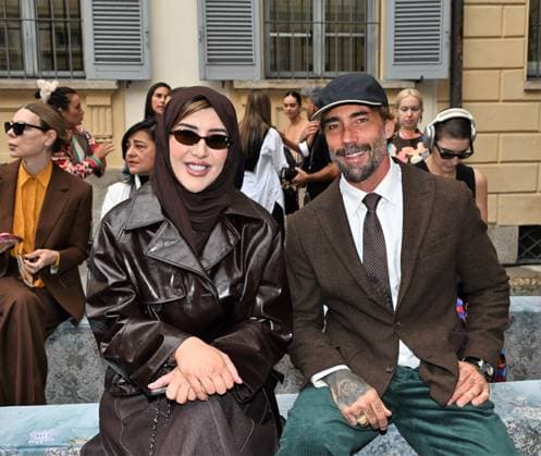 Milan: Milan, Italy Luisa Beccaria Spring Summer 2026 collection presentation show. In the photo: Afraa al Noaimi, Vittorio Brumotti Milan  - ZUMAp169 20250924_zea_p169_1090 Copyright: xNickxZonnax