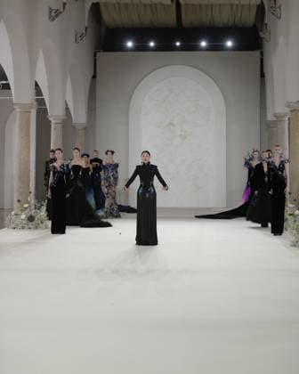 September 24, 2025, Milan, Milan, Italy: A model walks the runway wearing creations by designer XIONG YING for the HEAVEN GAIA collection during Milan Fashion Week Spring Summer 2026, at the Museo Leonardo da Vinci, in Milan, Italy, on September 24, 2025. Milan Italy - ZUMAp285 20250924_zep_p285_038 Copyright: xGennaroxPiscopox