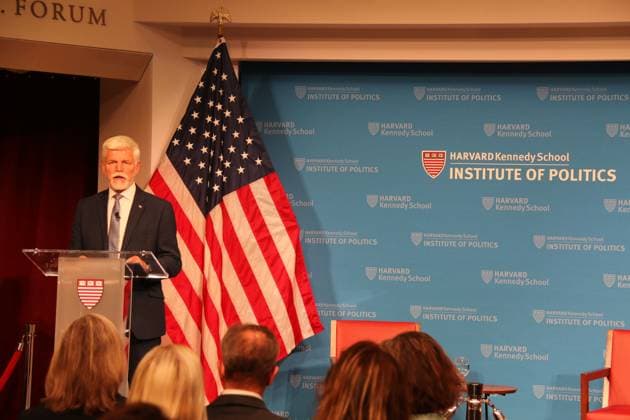 Czech President Petr Pavel delivers his speech at the Harvard University in Boston, USA, on September 24, 2025. (CTKxPhoto MartinxWeiser) CTKPhotoP2025092502042  CTKPhotoP2025092502042
