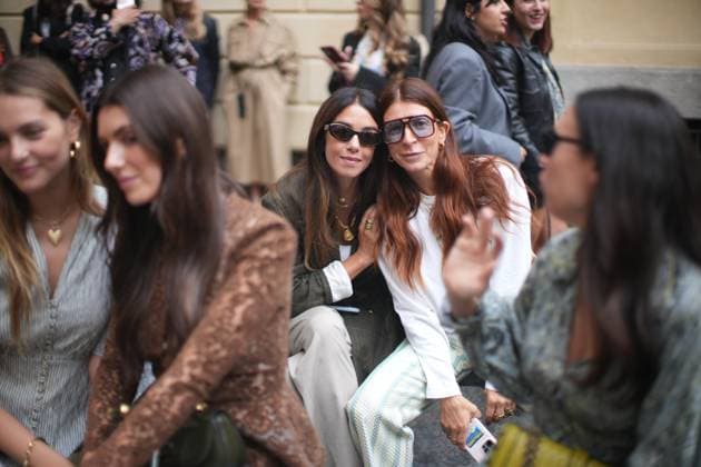 Milan Fashion Week - Women S S 2026 Luisa Beccaria Fashion Show Front Row Palazzo Bovara - Milan, Italy Anna Castellini Baldissera;Kyra LeMoyne Kennedy;Valentina Scambia;Virginia Galateri di Genola Milan Fashion Week - Women S S 2026 Luisa Beccaria Fashion Show Front Row Palazzo Bovara - Milan, Italy 24th September 2025  Copyright: xMarcoxErbax