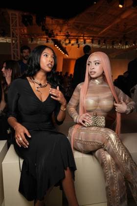 Milan, Milan Women s Fashion Week Spring Summer 2026 - Women s Fashion, Spring Summer 2026. - Roberto Cavalli Fashion Show - Arrivals in the photo: Natalia Diamante Bryant Ice Spice  Copyright: xRiccardoxGIordanox xipa-agency.netx xRiccardoxGiordano IPAx IPA_Agency_IPA65747978
