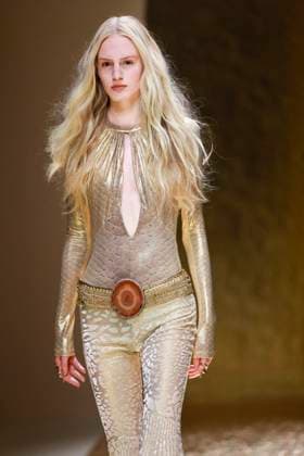 MFW Roberto Cavalli runway MP A model walks the runway at the Roberto Cavalli fashion show during Milan s Fashion Week Womenswear Spring Summer 2026, on September 25, 2025 in Milan (Italy), Italy. Photo by Marco Piovanotto Abacapress.com  Copyright: xPiovanottoxMarco ABACAx