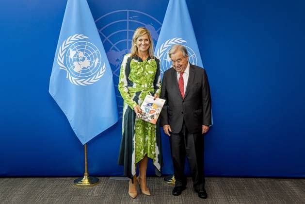 Bilder des Jahres 2025, News September 09 Queen Maxima Presents Her Annual Report To Antonio Guterres At United Nations - NYC Queen Maxima presents her annual report to Secretary-General Antonio Guterres at United Nations Headquarters in New York City, NY, USA on September 25, 2025. Queen Maxima will visit Washington, DC, on Monday, September 22, as the United Nations Secretary-General s Special Advocate for Financial Security (UNSGSA). Princess Amalia will be present throughout the visit to monitor Queen Maxima s UN work. Photo by NL Beeld Patrick van Emst ABACAPRESS.COM New York City NY United States  Copyright: xBrunoxPress ABACAx