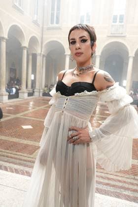 Milan, Milan Women s Fashion Week Spring Summer 2026 - Women s Fashion, Spring Summer 2026 - Blumarine fashion show - arrivals in the photo: Francesca Mesiano (California of Coma Cose)  Copyright: xRiccardoxGIordanox xipa-agency.netx xRiccardoxGiordano IPAx IPA_Agency_IPA65769293