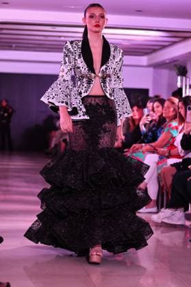 Spring Colors Fashion Week de Madrid - 26 Sep 2025 A model walks the runway wearing a design by Adan Terriquez during the Spring Colors Fashion Week de Madrid at Hotel Princesa. Madrid Spain Copyright: xAtilanoxGarciax xSOPAxImagesx FOTO49625