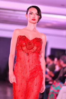 Spring Colors Fashion Week de Madrid - 26 Sep 2025 A model walks the runway wearing a design by Jarul Mercedes during the Spring Colors Fashion Week de Madrid at Hotel Princesa. Madrid Spain Copyright: xAtilanoxGarciax xSOPAxImagesx FOTO49732
