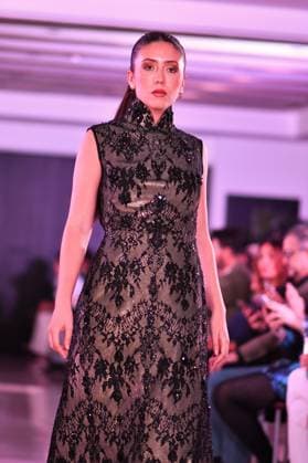 Spring Colors Fashion Week de Madrid - 26 Sep 2025 A model walks the runway wearing a design by Giannina Azar during the Spring Colors Fashion Week de Madrid at Hotel Princesa. Madrid Spain Copyright: xAtilanoxGarciax xSOPAxImagesx FOTO49753
