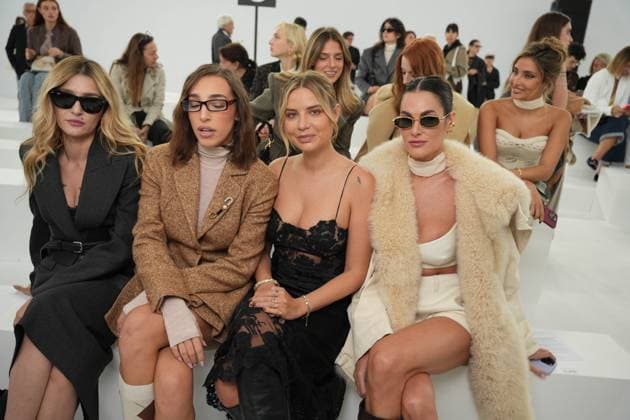 Milan, Milan Women s Fashion Week Spring Summer 2026 - Women s Fashion, Spring Summer 2026 - Ermanno Scervino fashion show - arrivals in the photo: Eleonora Carisi, Ginevra Mavilla, Veronica Ferraro Francesca Sofia Novello  Copyright: xRiccardoxGIordanox xipa-agency.netx xRiccardoxGiordano IPAx IPA_Agency_IPA65816904
