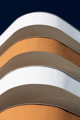 Creative Highlights World Architectural curves in Los Arenales del Sol building design Modern architecture of Los Arenales del Sol residential area near Alicante. Emphasizing geometric lines and contrasting colors against a clear sky, capturing a sunny Mediterranean aesthetic. Model Released InigoCalles_ID31276_1062230_013 Copyright: xInigoxCallesx