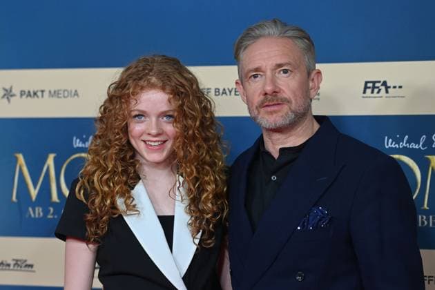 v.li:,Alexa Goodall, Martin FREEMAN, Filmpremiere MOMO am 128.09.2025 im Mathaeser Kino in Muenchen.