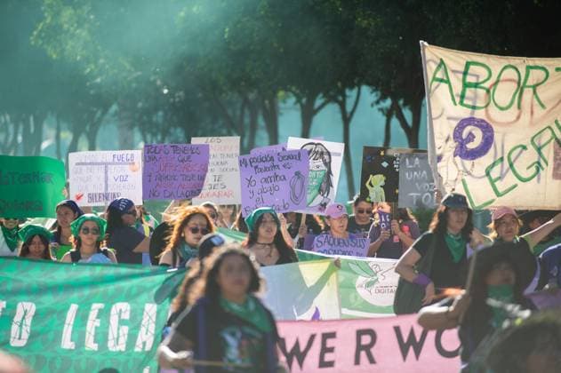 Global Day of Action for Abortion Demonstration Women taking part during a demonstration in the main streets of the Queretaro for the Global Day of Action for Legal, Safe, and Accessible Abortion. on September 28, 2025 in Quertetaro, Mexico. (Photo by Jose Carrera Eyepix Group) Copyright: xJosexCarrera xEyepixxGroupx JFC_28092025_170938