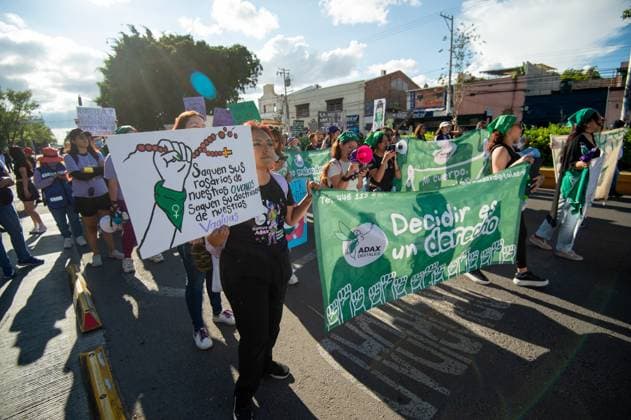 Global Day of Action for Abortion Demonstration Women taking part during a demonstration in the main streets of the Queretaro for the Global Day of Action for Legal, Safe, and Accessible Abortion. on September 28, 2025 in Quertetaro, Mexico. (Photo by Jose Carrera Eyepix Group) Copyright: xJosexCarrera xEyepixxGroupx JFC_28092025_170941