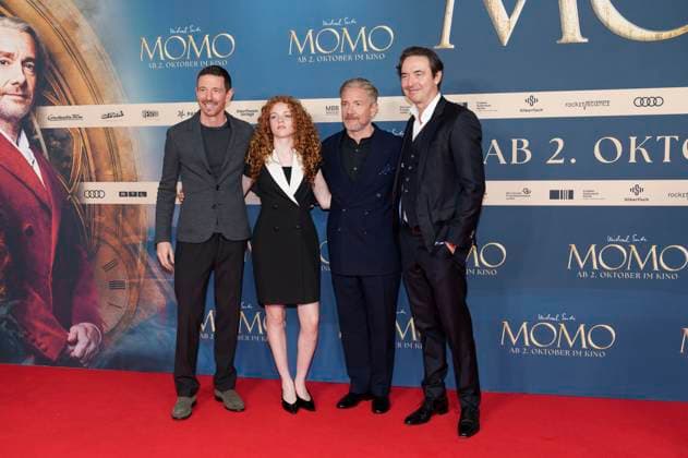 Oliver Berben, Alexa Goodall, Martin Freeman und Martin Bachmann bei der Premiere des Kinofilms Momo im Mathäser Filmpalast. München, 28.09.2025