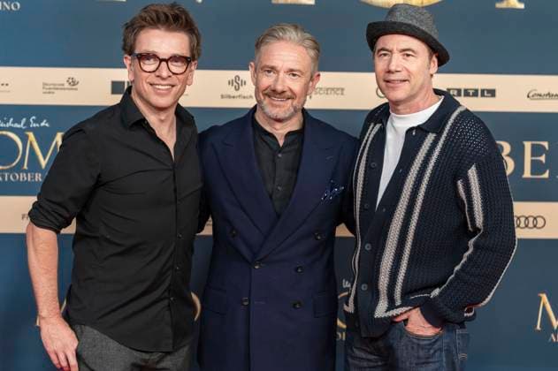 Christian Ditter, Martin Freeman und Michael Bully Herbig bei der Premiere des Kinofilms Momo im Mathäser Filmpalast. München, 28.09.2025