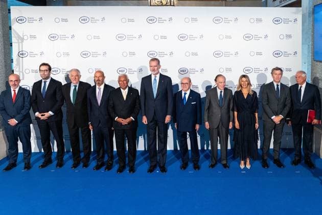 September 29, 2025, Madrid, Madrid, SPAIN: King Felipe of Spain presides over the presentation of the Forum Europa award to the President of the European Council, Antonio Costa, for the 25th anniversary of New Economy Forum, a leading Spanish and European debate forum in which political and social leaders from across Europe and Latin America participate. Madrid SPAIN - ZUMAc270 20250929_zip_c270_013 Copyright: xDavidxCruzxSanzx