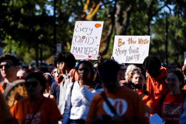 September 30, 2025, Montreal, Qc, Canada: People participate in National Day for Truth and Reconciliation, in Montreal on Tuesday, Sept. 30, 2025. Montreal Canada  - ZUMAc35_ 20250930_zaf_c35_064 Copyright: xChristopherxKatsarovx