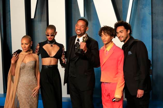 USA - Vanity Fair Oscar Party - Beverly Hills March 28, 2022, Beverly Hills, CA, USA: LOS ANGELES - MAR 27: Jada Pinkett-Smith, Willow Smith, Will Smith, Jaden Smith, Trey Smith at the Vanity Fair Oscar Party at Wallis Annenberg Center for the Performing Arts on March 27, 2022 in Beverly Hills, CA Copyright: xKayxBlakex